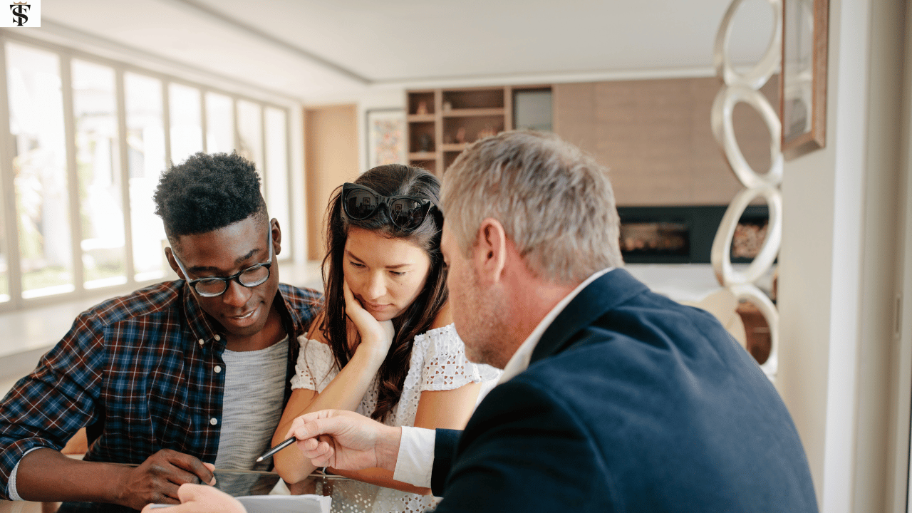 family and man talking